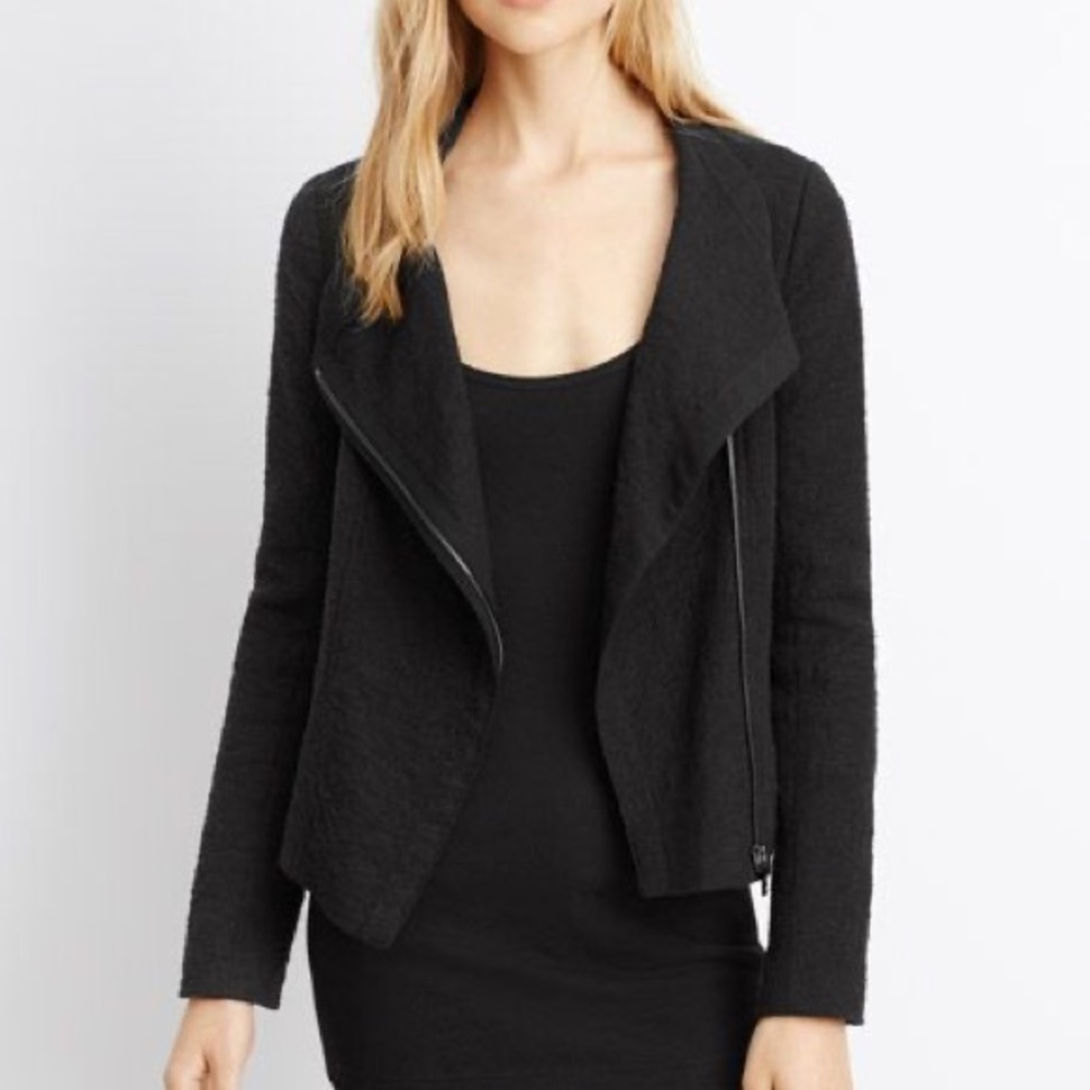 Vince Frise Textured Black Moto Jacket  M EUC